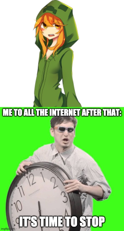 ME TO ALL THE INTERNET AFTER THAT:; IT'S TIME TO STOP | image tagged in it's time to stop | made w/ Imgflip meme maker
