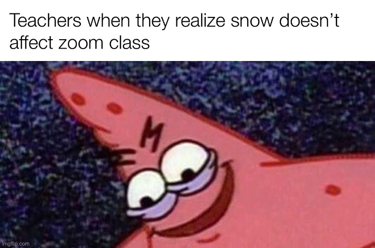 Snow Day Zooms | image tagged in school,snowday,zoom,college,highschool,winter,normiememes | made w/ Imgflip meme maker
