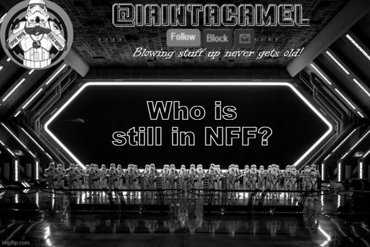 *cries in lost after 2 or 3 days* | Who is still in NFF? | image tagged in iaintacamel | made w/ Imgflip meme maker