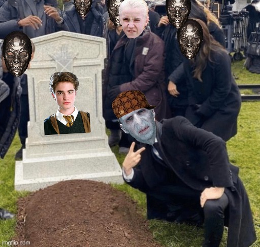 at least Malfoy looks disappointed | image tagged in grant gustin over grave | made w/ Imgflip meme maker