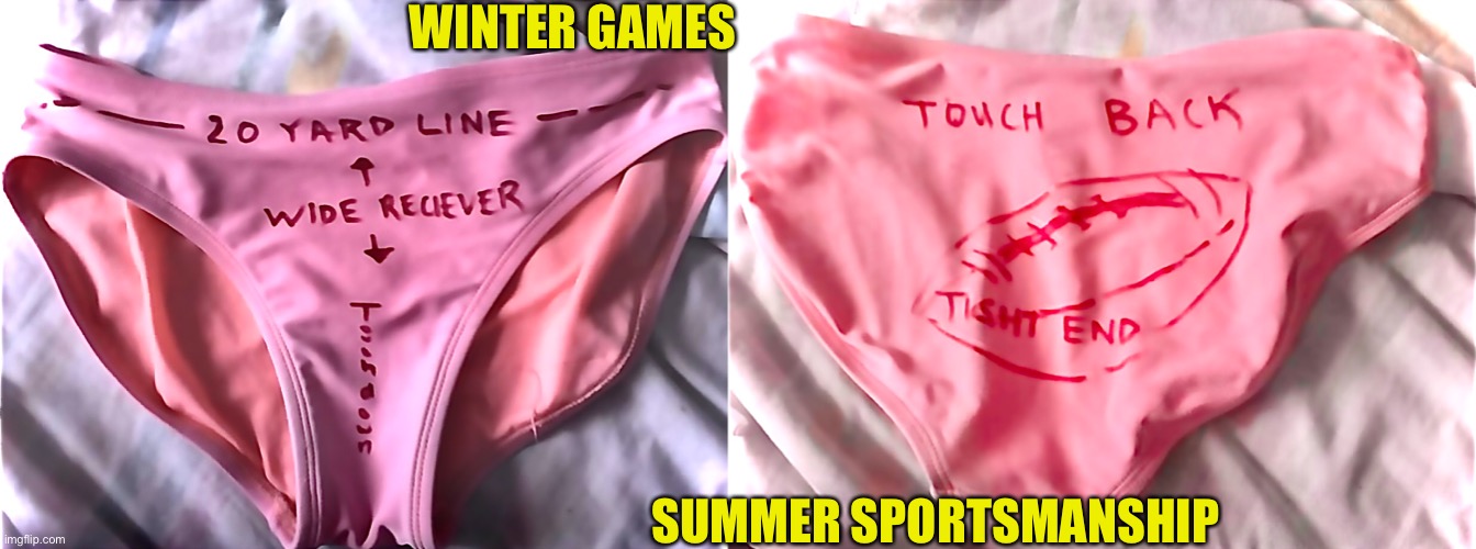 Winter games at home | WINTER GAMES; SUMMER SPORTSMANSHIP | image tagged in sports fans,sports,football | made w/ Imgflip meme maker