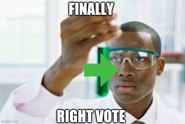 Right vote | FINALLY; RIGHT VOTE | image tagged in finally | made w/ Imgflip meme maker