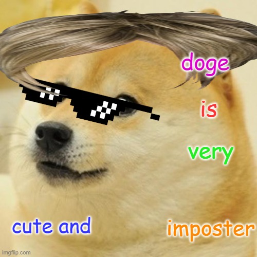 Doge | doge; is; very; cute and; imposter | image tagged in memes,doge | made w/ Imgflip meme maker