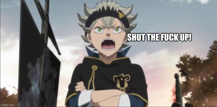 asta stfu | image tagged in asta stfu | made w/ Imgflip meme maker