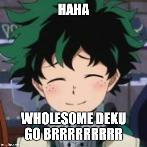 I don't know why I'm so random | HAHA; WHOLESOME DEKU GO BRRRRRRRRR | image tagged in deku wholesome smile | made w/ Imgflip meme maker