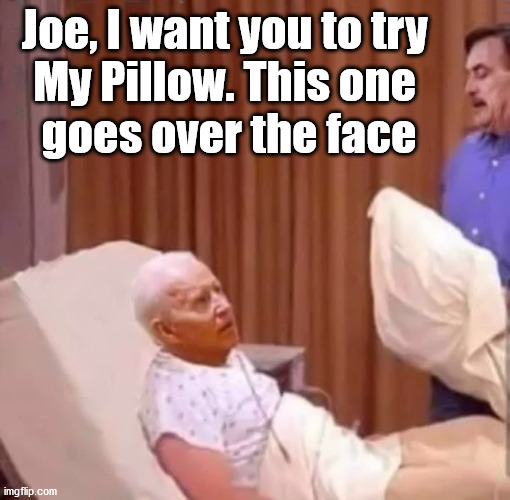 Joe, I want you to try 
My Pillow. This one 
goes over the face | image tagged in joe biden,politics | made w/ Imgflip meme maker