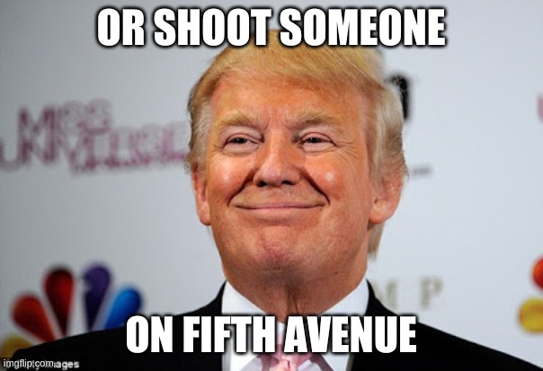 Donald trump approves | OR SHOOT SOMEONE ON FIFTH AVENUE | image tagged in donald trump approves | made w/ Imgflip meme maker
