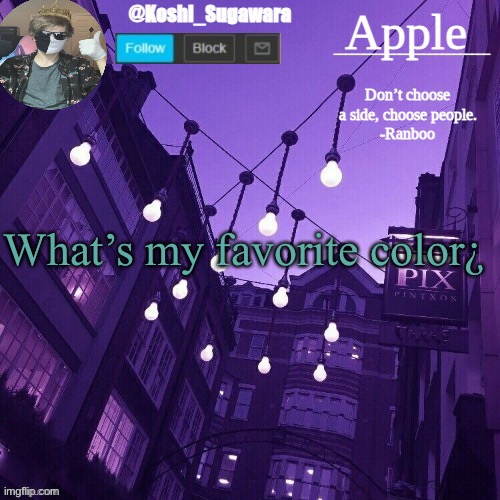 Idk if ya’ll remember | What’s my favorite color¿ | image tagged in temp made by le_potato | made w/ Imgflip meme maker