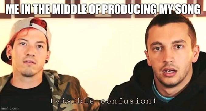 visible confusion | ME IN THE MIDDLE OF PRODUCING MY SONG | image tagged in visible confusion | made w/ Imgflip meme maker