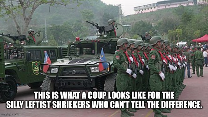 THIS IS WHAT A COUP LOOKS LIKE FOR THE SILLY LEFTIST SHRIEKERS WHO CAN’T TELL THE DIFFERENCE. | made w/ Imgflip meme maker