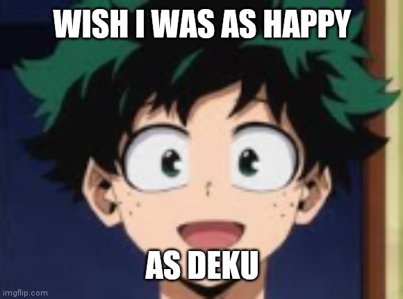 Why does I make these memes | WISH I WAS AS HAPPY; AS DEKU | image tagged in bnha | made w/ Imgflip meme maker
