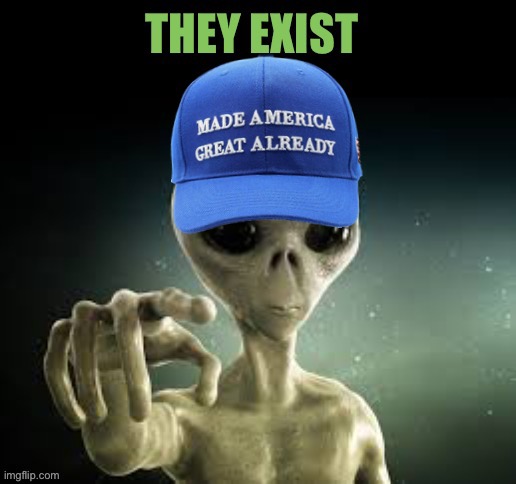 They exist BLUE MAGA | image tagged in alien,ancient aliens,blue maga,maga,democrats,republicans | made w/ Imgflip meme maker