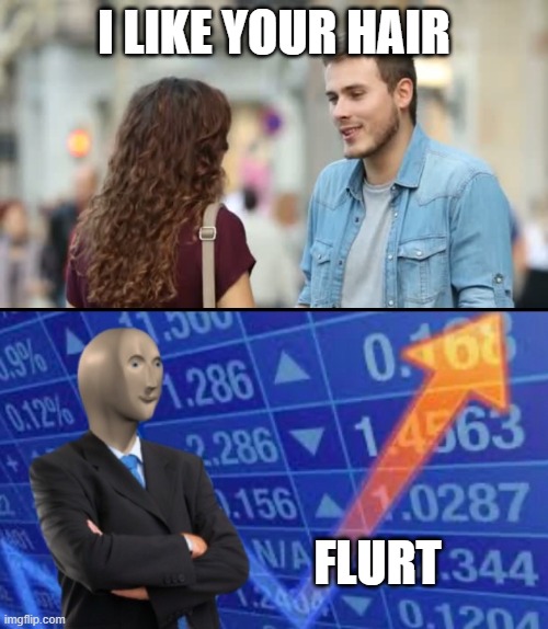 Flurt | I LIKE YOUR HAIR; FLURT | image tagged in memes | made w/ Imgflip meme maker