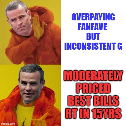drake bills rt | OVERPAYING FANFAVE 
BUT INCONSISTENT G; MODERATELY PRICED BEST BILLS RT IN 15YRS | image tagged in drake blank | made w/ Imgflip meme maker
