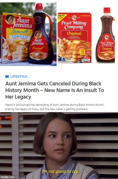 image tagged in i'm not going to cry,mary anne spier,the baby-sitters club,aunt jemima,cancel culture,pearl milling company | made w/ Imgflip meme maker