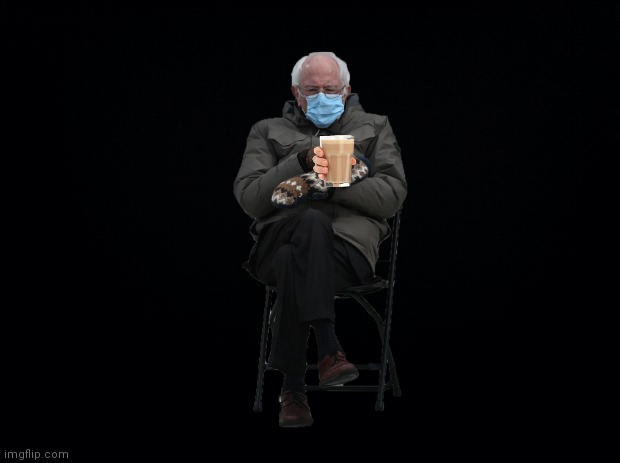 Bernie wants to give you Choccy milk | image tagged in black background | made w/ Imgflip meme maker