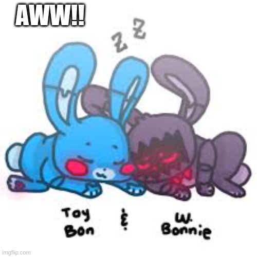 I never thought that they would sleep together! | AWW!! | image tagged in fnaf,cute bunny | made w/ Imgflip meme maker