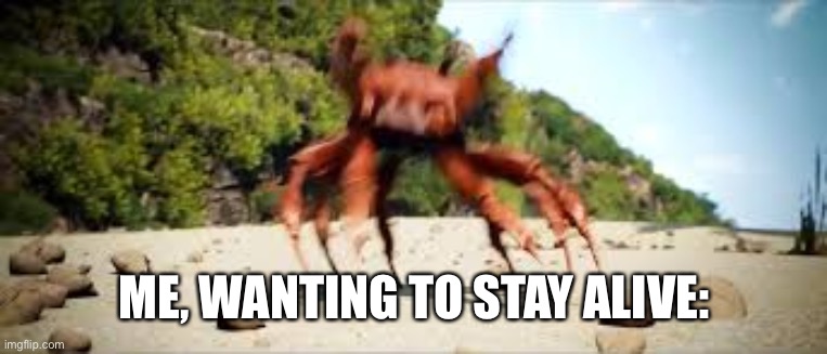 crab rave | ME, WANTING TO STAY ALIVE: | image tagged in crab rave | made w/ Imgflip meme maker