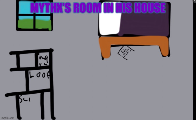 Look carefully | MYTHX’S ROOM IN HIS HOUSE | image tagged in mythx,a note | made w/ Imgflip meme maker