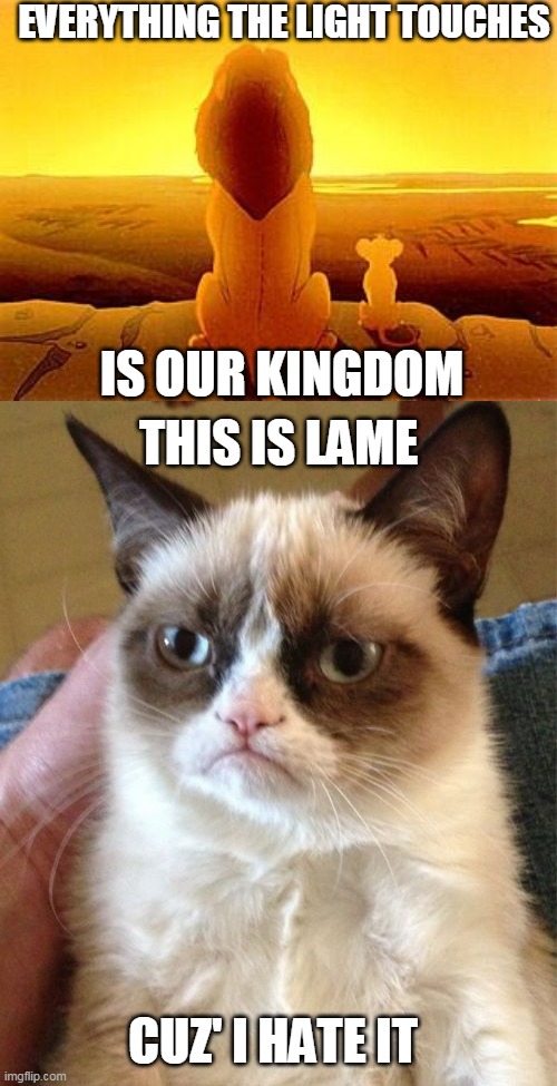 Image tagged in simba and dad,memes,grumpy cat - Imgflip