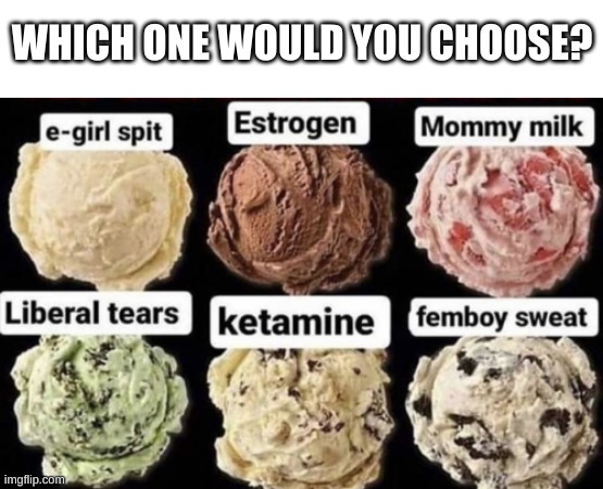 oh god | WHICH ONE WOULD YOU CHOOSE? | image tagged in memes,funny,wtf,ice cream,why | made w/ Imgflip meme maker