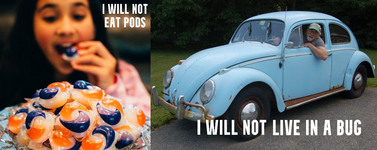 I won't live in a pod, I wont eat bugs either... | image tagged in pod,bugs | made w/ Imgflip meme maker