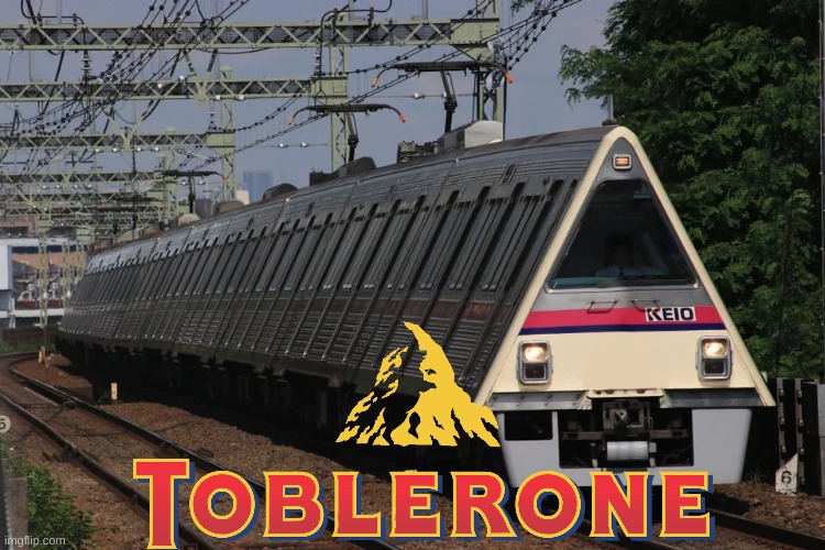 toblerone train | image tagged in toblerone,train,triangle | made w/ Imgflip meme maker