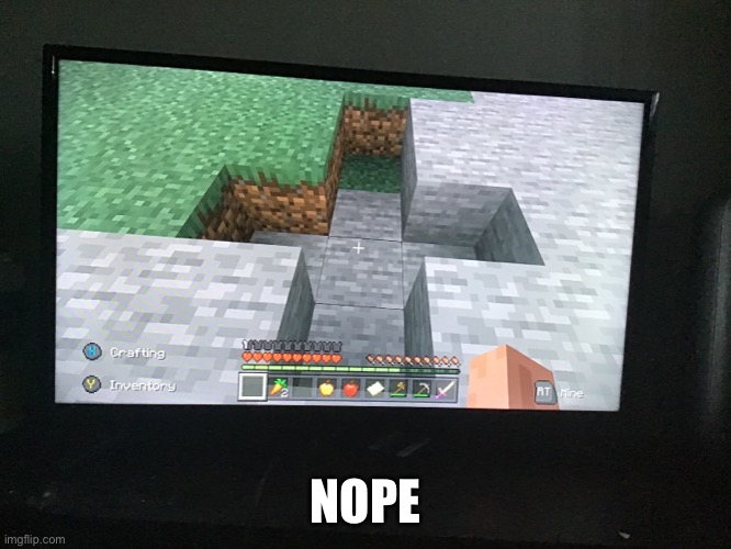 Will i find herobrian? | NOPE | image tagged in minecraft,cross | made w/ Imgflip meme maker