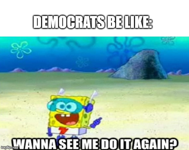 Wanna see me do it again? | DEMOCRATS BE LIKE: | image tagged in wanna see me do it again | made w/ Imgflip meme maker