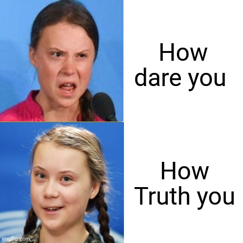 Up vote for How Dare you - Comment for Truth | How dare you; How Truth you | image tagged in greta thunberg how dare you | made w/ Imgflip meme maker