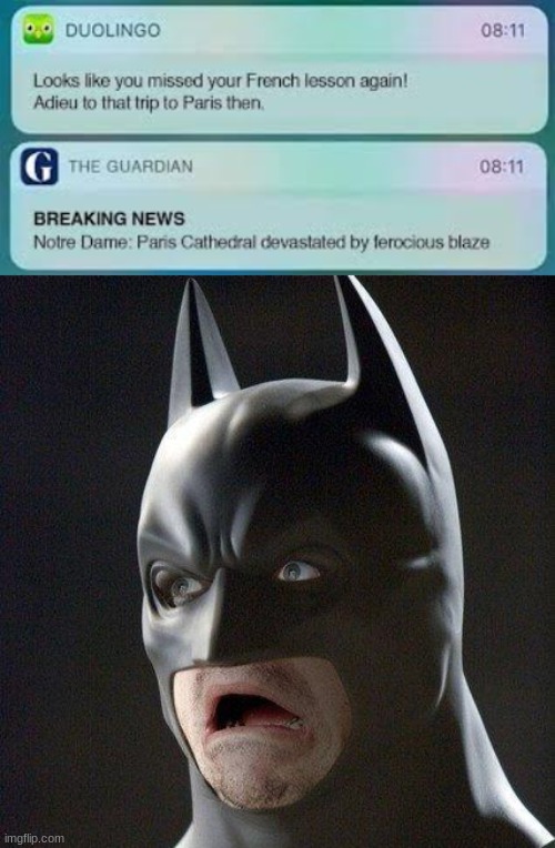 (old but still funny) | image tagged in batman horrified | made w/ Imgflip meme maker