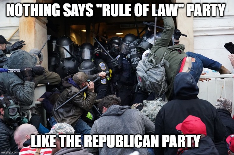 Trump's Fascist America | NOTHING SAYS "RULE OF LAW" PARTY; LIKE THE REPUBLICAN PARTY | image tagged in donald trump,trump supporters,republicans,rioters,washington dc | made w/ Imgflip meme maker