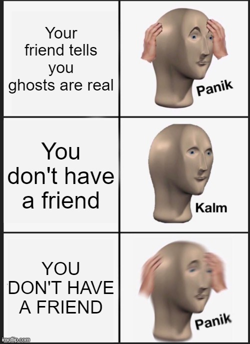 You dont have a friend | image tagged in panik kalm panik | made w/ Imgflip meme maker