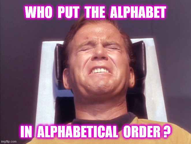WHO  PUT  THE  ALPHABET IN  ALPHABETICAL  ORDER ? | made w/ Imgflip meme maker