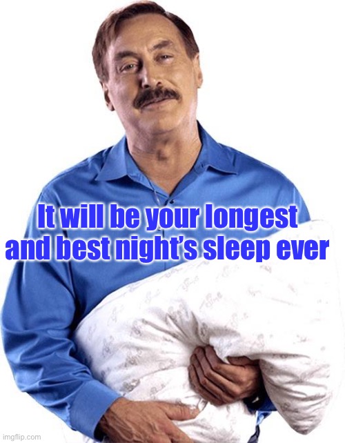 My pillow guy | It will be your longest and best night’s sleep ever | image tagged in my pillow guy | made w/ Imgflip meme maker