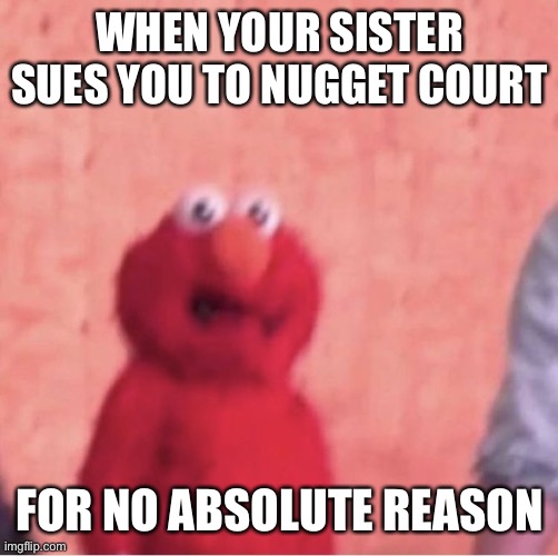 my sister told me to do this dang thing | WHEN YOUR SISTER SUES YOU TO NUGGET COURT; FOR NO ABSOLUTE REASON | image tagged in funny memes | made w/ Imgflip meme maker