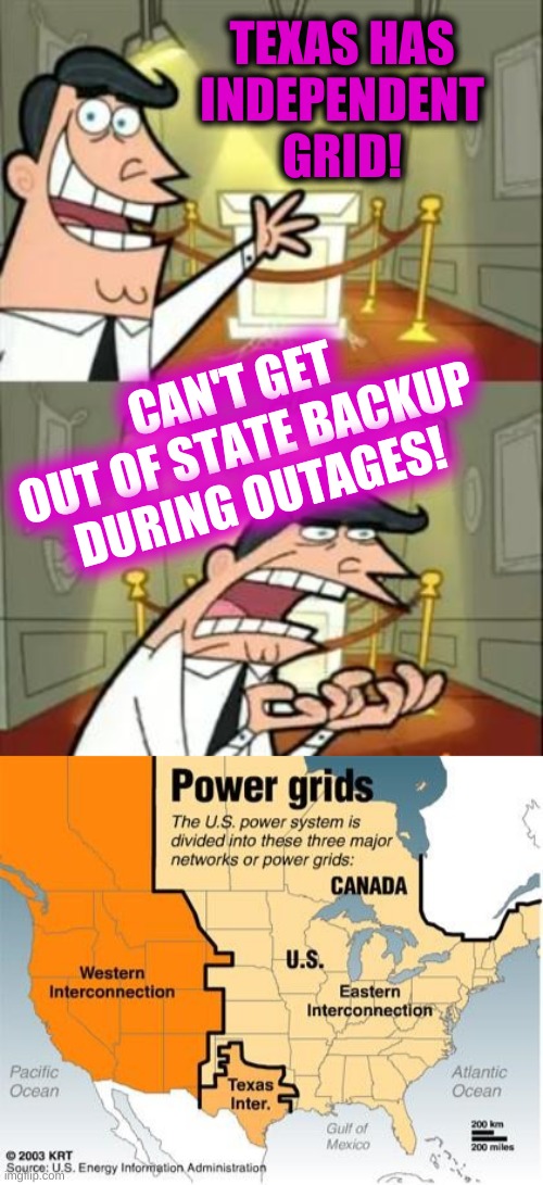 STUPID, not "independant". | TEXAS HAS
INDEPENDENT
GRID! CAN'T GET
OUT OF STATE BACKUP
DURING OUTAGES! | image tagged in memes,this is where i'd put my trophy if i had one,texas,electricity,blackout,fails | made w/ Imgflip meme maker