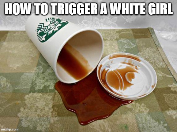 omgoodness i cant even | HOW TO TRIGGER A WHITE GIRL | image tagged in starbucks coffee,starbucks | made w/ Imgflip meme maker
