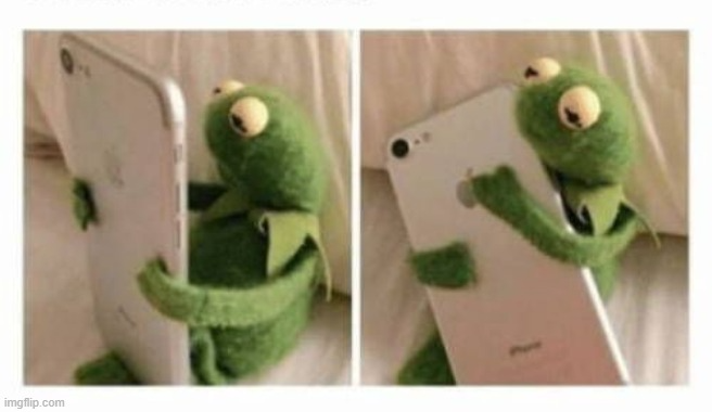 Kermit hugs phone Blank Meme Template