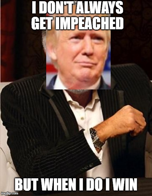impeached | I DON'T ALWAYS GET IMPEACHED; BUT WHEN I DO I WIN | image tagged in i don't always | made w/ Imgflip meme maker