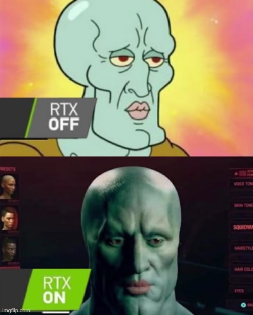 RTX | image tagged in handsome squidward | made w/ Imgflip meme maker