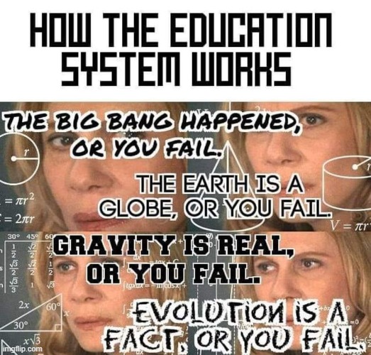 super sus, they dont allow free speech or debate maga | image tagged in how the education system works,conspiracy theories,flat earth,flat earthers,gravity,evolution | made w/ Imgflip meme maker