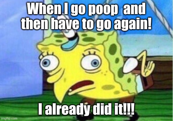 spongebob got to go | When I go poop  and then have to go again! I already did it!!! | image tagged in memes,mocking spongebob | made w/ Imgflip meme maker