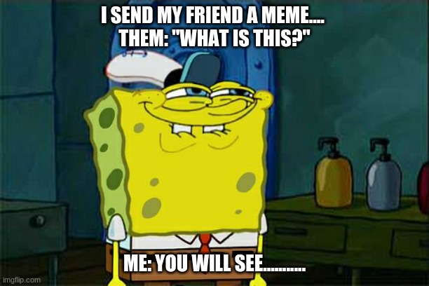 Don't You Squidward | I SEND MY FRIEND A MEME.... 
THEM: "WHAT IS THIS?"; ME: YOU WILL SEE........... | image tagged in memes,don't you squidward,meme,friends | made w/ Imgflip meme maker