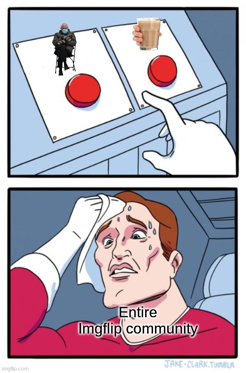 I can't decide?!?!? | Entire Imgflip community | image tagged in memes,two buttons | made w/ Imgflip meme maker
