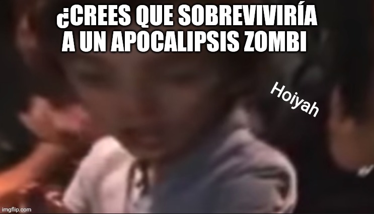 Hoiyah | ¿CREES QUE SOBREVIVIRÍA A UN APOCALIPSIS ZOMBI | image tagged in hoiyah | made w/ Imgflip meme maker