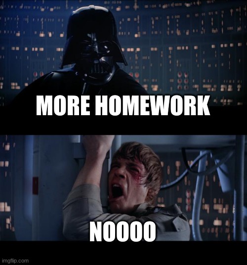 Star Wars No | MORE HOMEWORK; NOOOO | image tagged in memes,star wars no | made w/ Imgflip meme maker