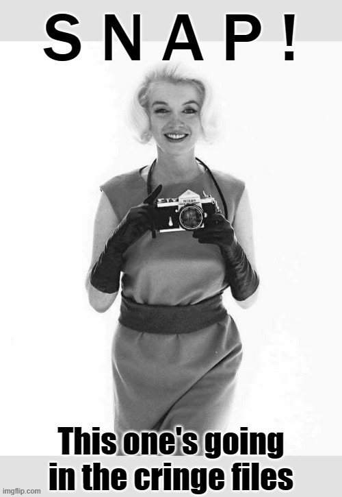Marilyn Monroe catches a troll | image tagged in marilyn monroe snap this one's going in the cringe files | made w/ Imgflip meme maker