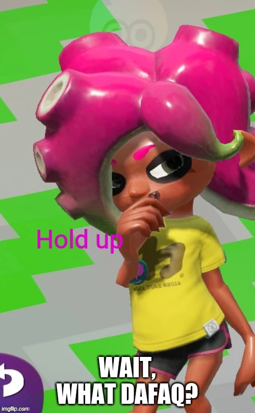 Octoling Hold up | WAIT, WHAT DAFAQ? | image tagged in octoling hold up | made w/ Imgflip meme maker