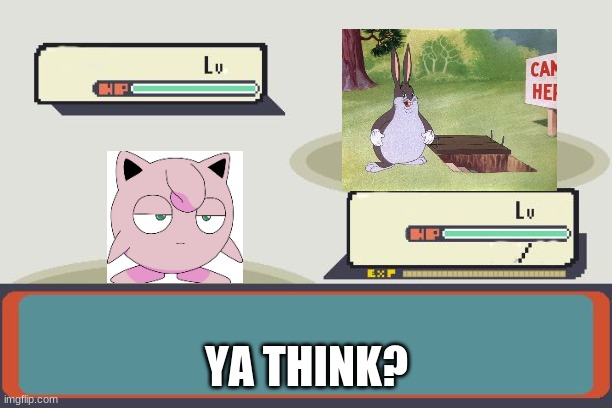 Pokemon Battle | YA THINK? | image tagged in pokemon battle | made w/ Imgflip meme maker
